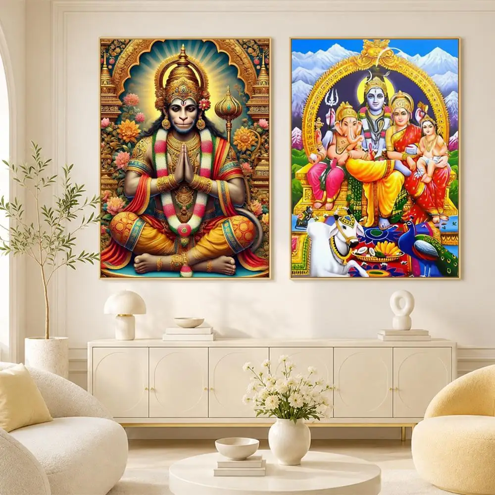 Indian Hindu Goddess Lord Hanuman Religious Poster Room Home Decoration Interior Wall Art Printing Garage Posters Gift