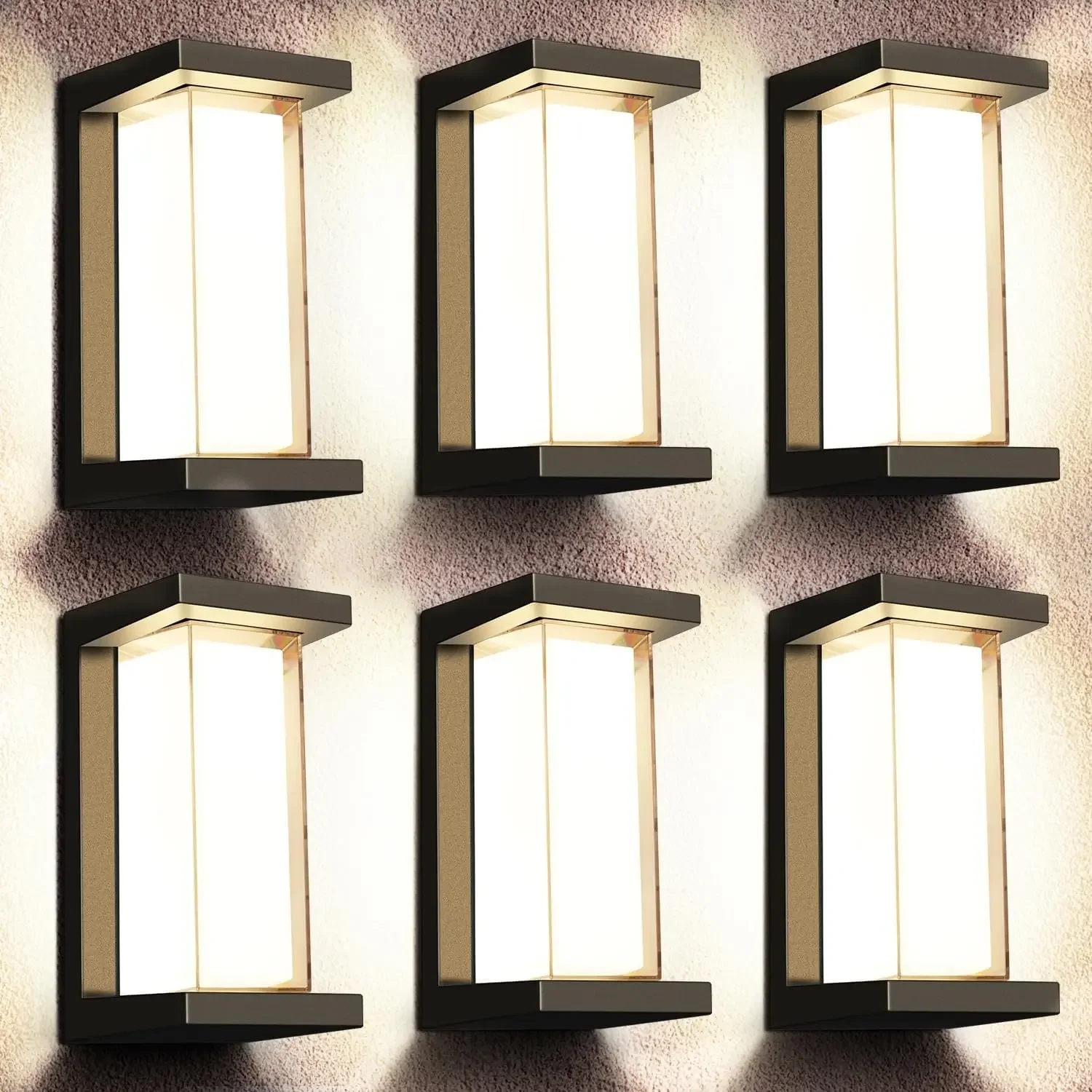 18W Exterior Lighting Fixtures 6 Pack Budget-Friendly Outdoor Porch Lights Modern Black Sconces Wall Mount 1800Lm 3000K I