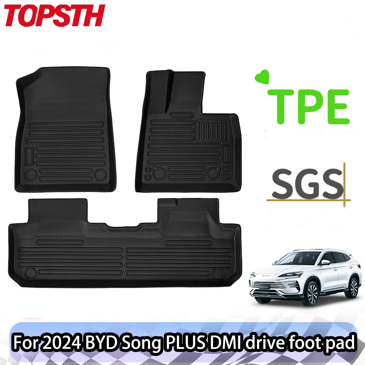 

Floor Mats for BYD Song PLUS DMI TPE Waterproof Wear-resistant Double-layer Foot Pads Car Interior Accessories