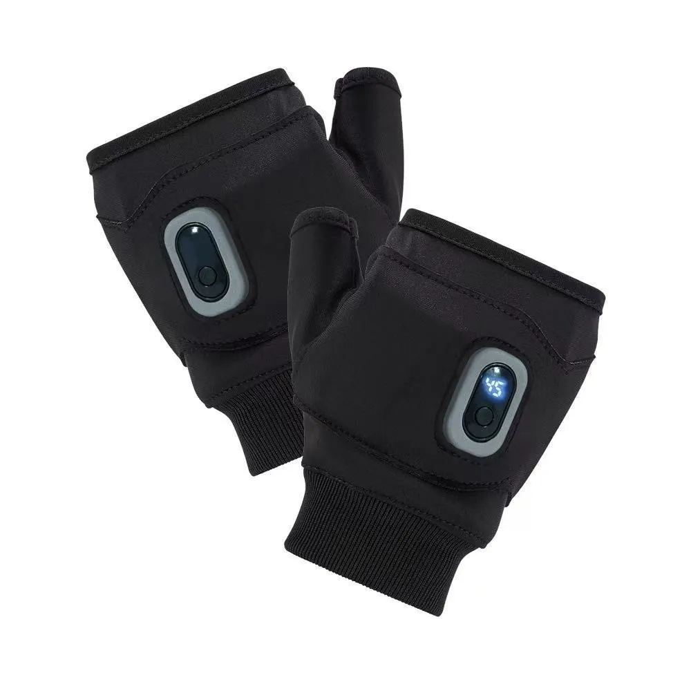 1Pair Fingerless Heating Gloves USB Rechargeable 3-speed Adjustable Electric Heated Gloves Temperature Contro Thermal