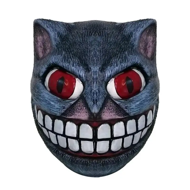 Scary Cheshire Cat Smile Cosplay Headgear Costume Latex Helmets Halloween Party Carnival Props Headgear Halloween Carnival