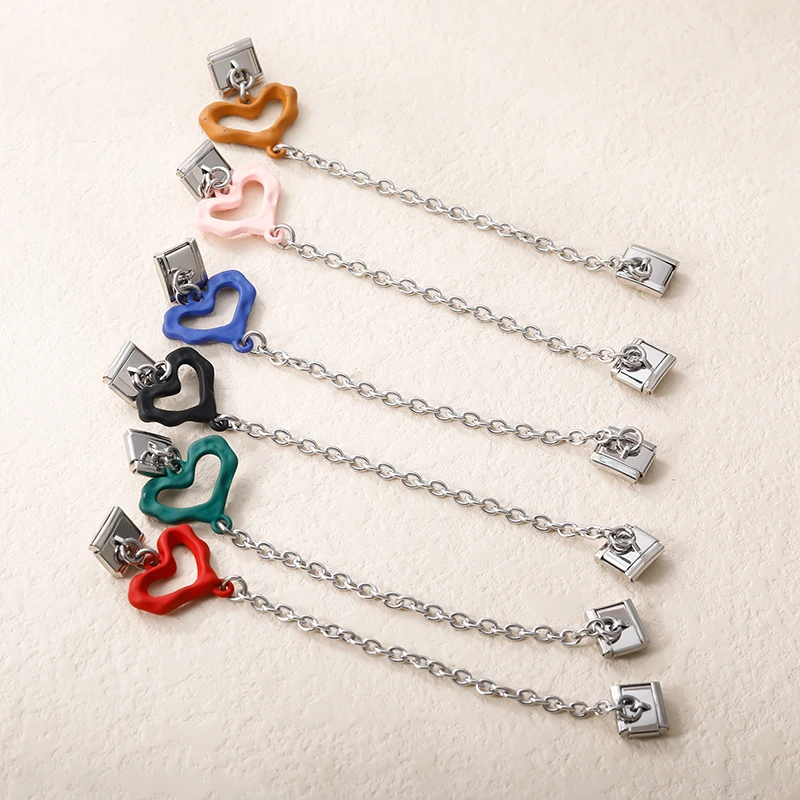 Hapiship Fashion Women Romantic Heart Love Chain Italian Charms Fit 9mm Stainless Steel Bracelet Jewelry DJ1425