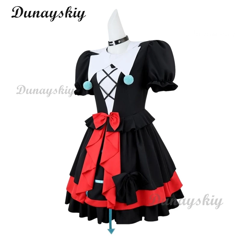 ستيلا تأثيري لعبة Eggy حفلة كتم فتاة تأثيري هالوين زي شعر مستعار الهروب من الخوف ليلة مهرج حفلة الهالوين مخصصة