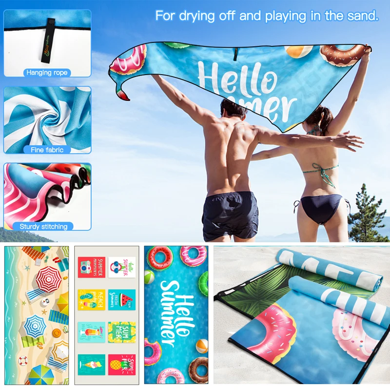 

Microfiber Printing Beach Towel Portable Adult Absorbent Quick Dry Yoga Swimming Resort Mountain Climbing Sun Protection Towels