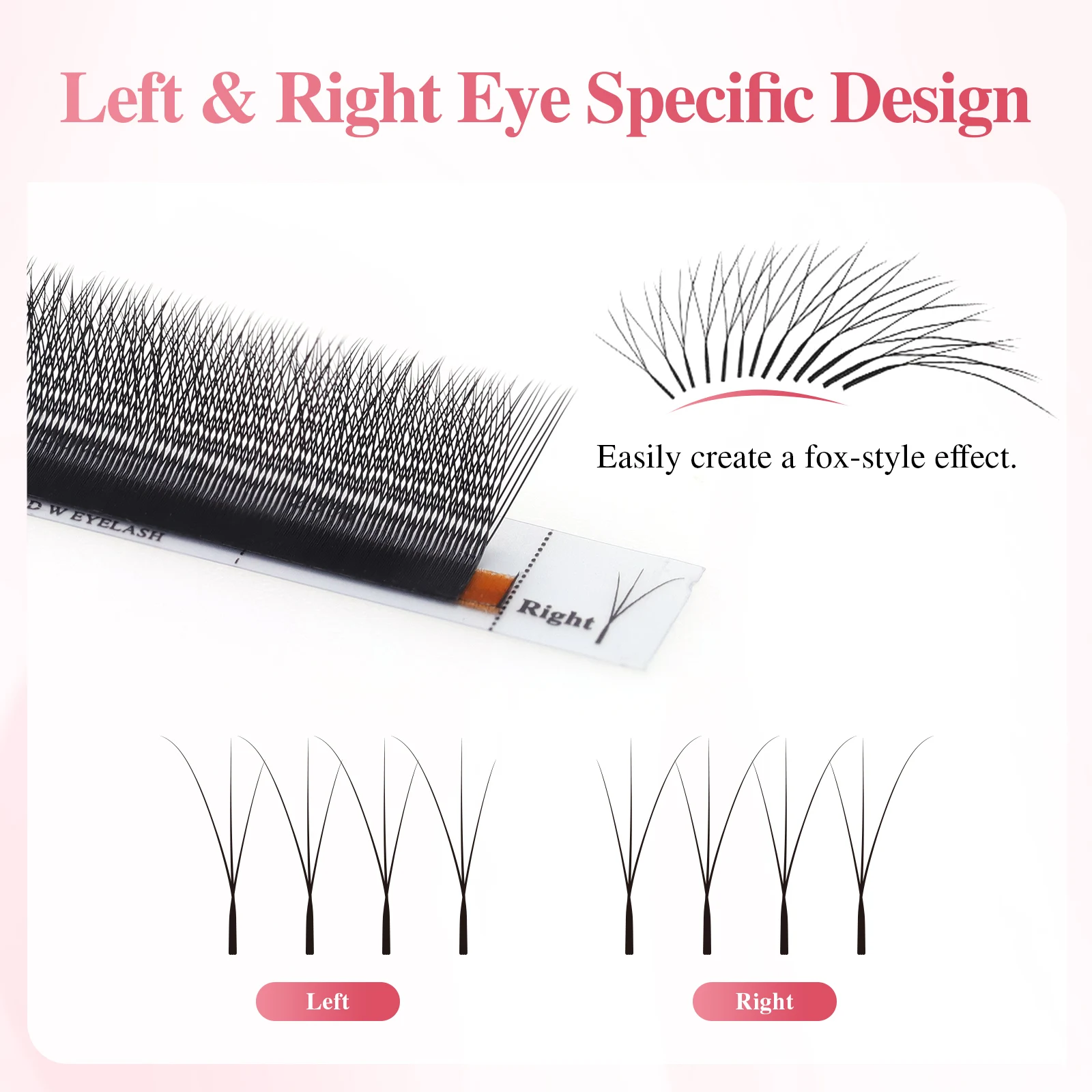 NAGARAKU Flying 3D W-Form Natürliche Weiche Leichte Handgewebte Fächer Automatische Blumen-Falsche Wimpernverlängerungen Fox – Detail 4
