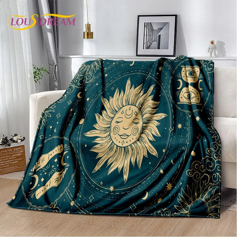 

Mysterious Tarot Sun Moon Mandala Magic Soft Flannel Blanket for Beds Bedroom Sofa Picnic,Throw Blanket for Outdoor Leisure Gift