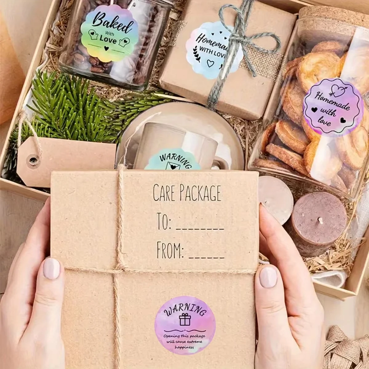 ملصقات متدرجة باستيل عيد الميلاد مقاس 1.96 بوصة مستديرة - ملصقات حرارية مقاومة للماء لطابعات Phomemo، وهدايا الهالوين، وعلامات الباركود #5