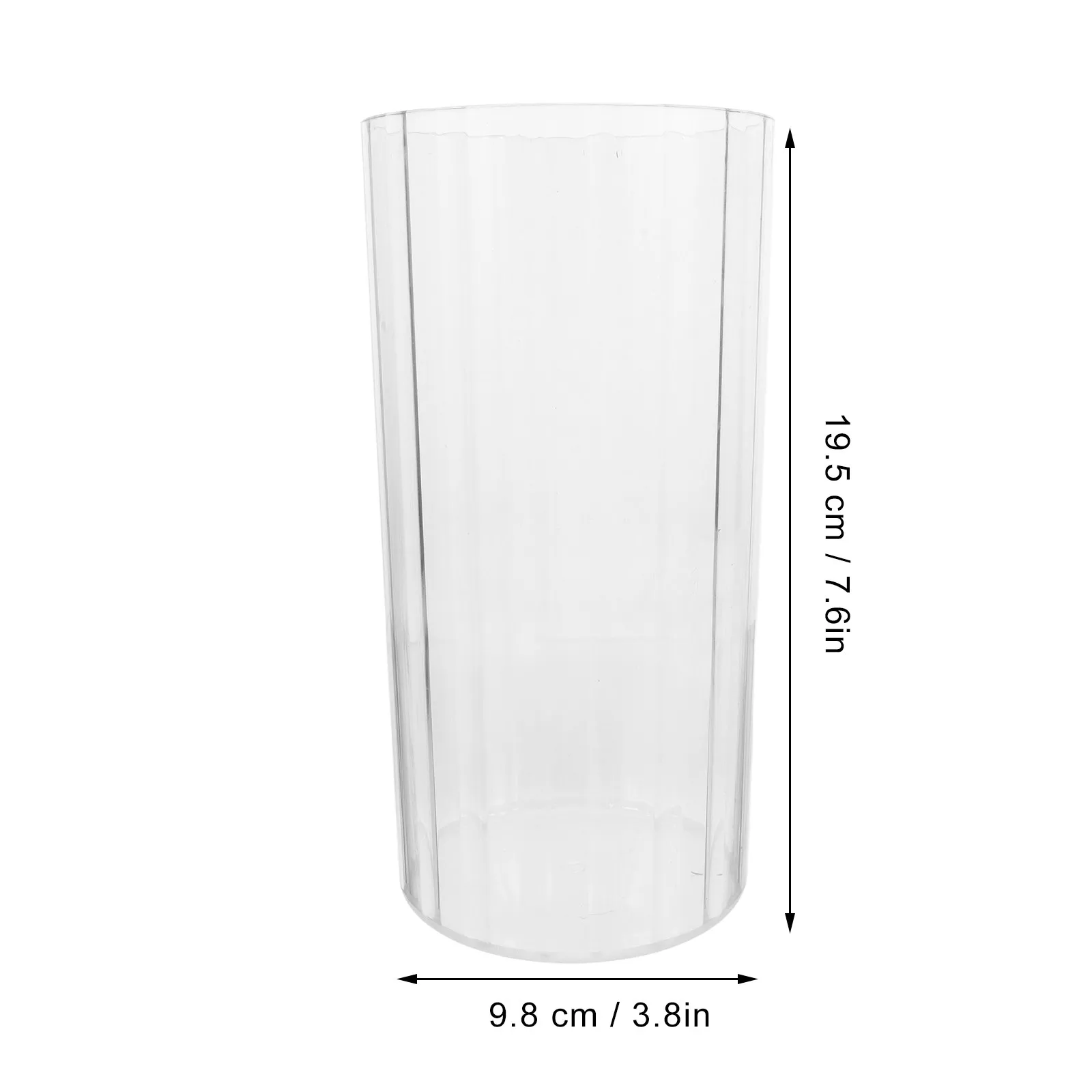 Unbreakable Clear Pet Vase Fluted Texture Modern Cylinder Shape for Lucky Bamboo Hydroponic Plants Home Office Shelf Centerpiece