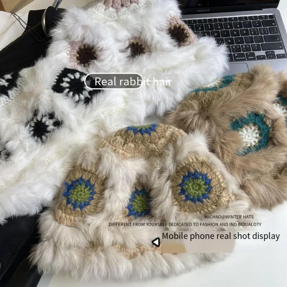 หมวกชาวประมงขนปุยนุ่มสบายในฤดูใบไม้ร่วงและฤดูหนาว หมวกขนกระต่ายลายสิงโต หมวกโจ๊กเกอร์สำหรับผู้หญิง หมวกทรงถังและหมวกทรงกะละมัง