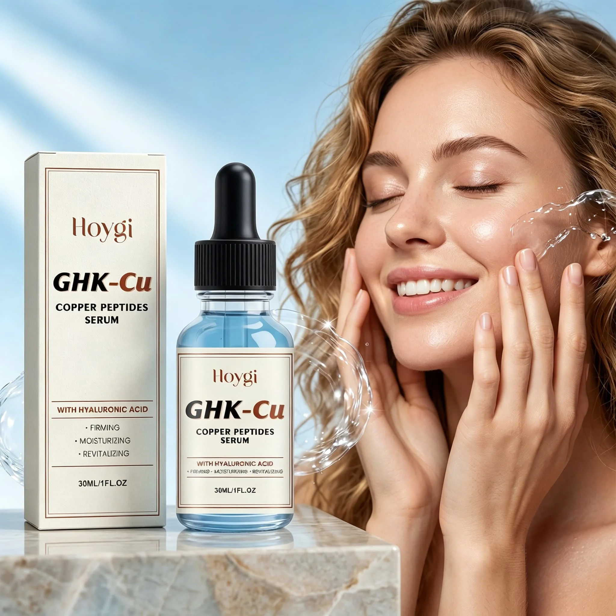 30/60/120ml GHK-Cu Copper Peptide Serum With Hyaluronic Acid Firming Moisturizing Revitalizing Daily Facial Skin Care Essence