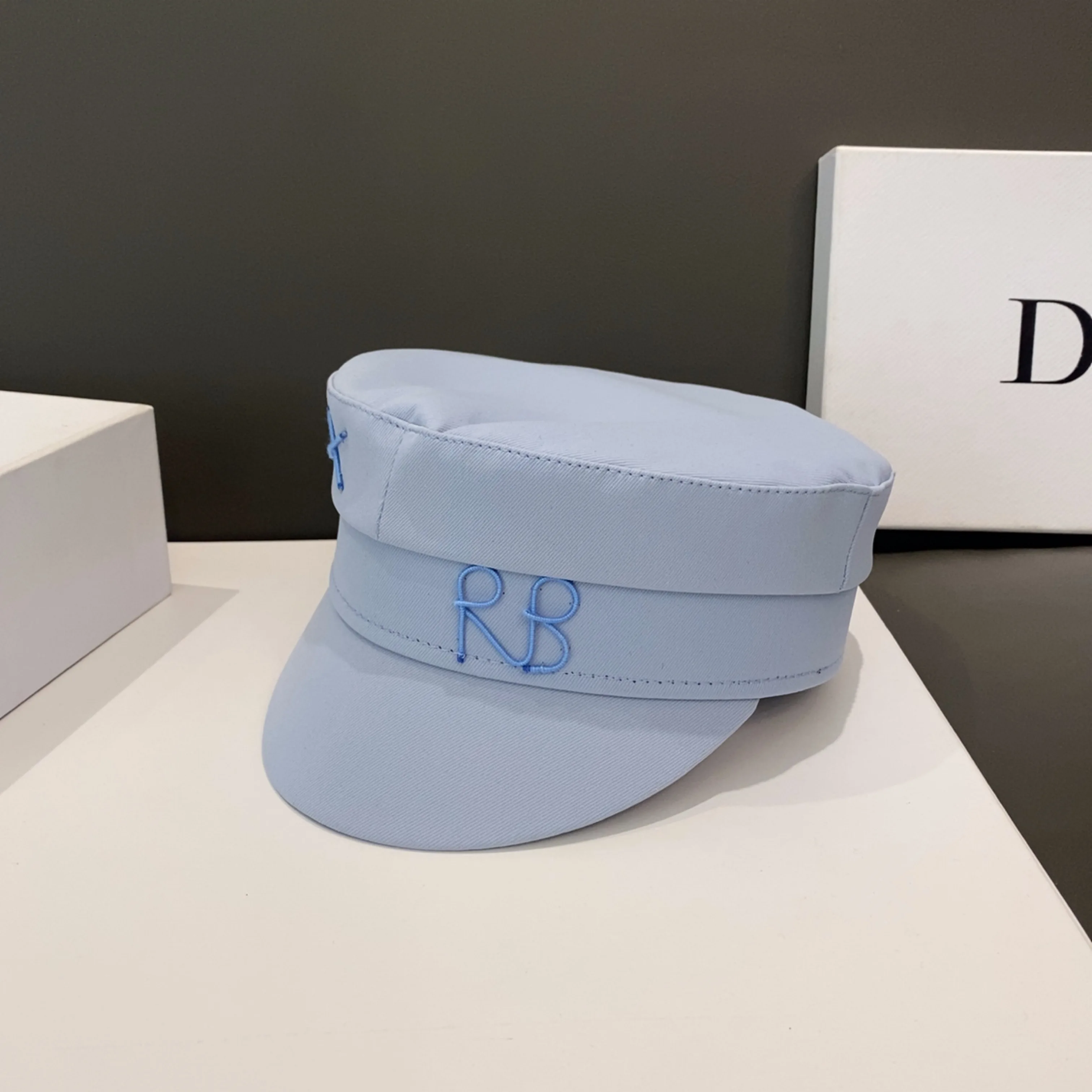 New Arrival Newsboy Caps with Letter Decoration for Women Stylish Blue Fat Caps