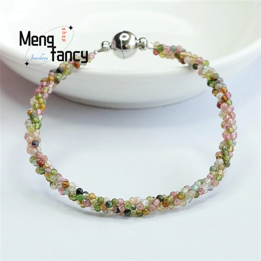 Natural Tourmaline Exquisite Elegant Charm High-grade Bracelet Candy Colour Woven Crystal Colourful Popular Fashion Fine Jewelry