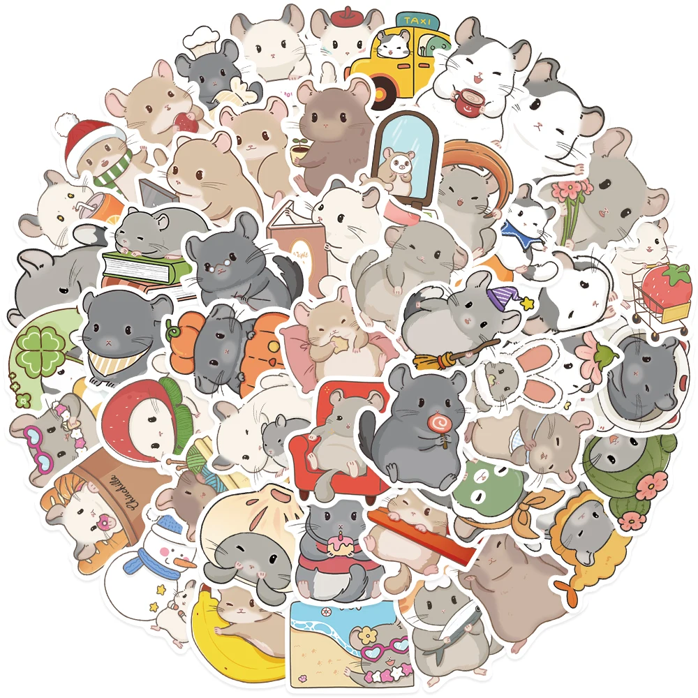 50PCS Chinchilla Stickers Funny Animals Decals For Student Tablet Suitcase Refrigerator Laptop Notebooks Stickers Toy Gifts