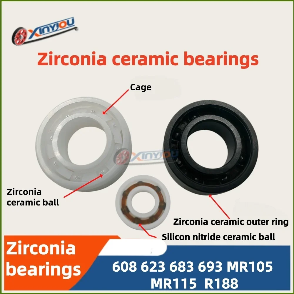 Full Ceramic ZrO2 Bearings 608 623 683 693 MR105 MR115 Corrosion-Resistant Non-Magnetic Vacuum Semiconductor Medical3