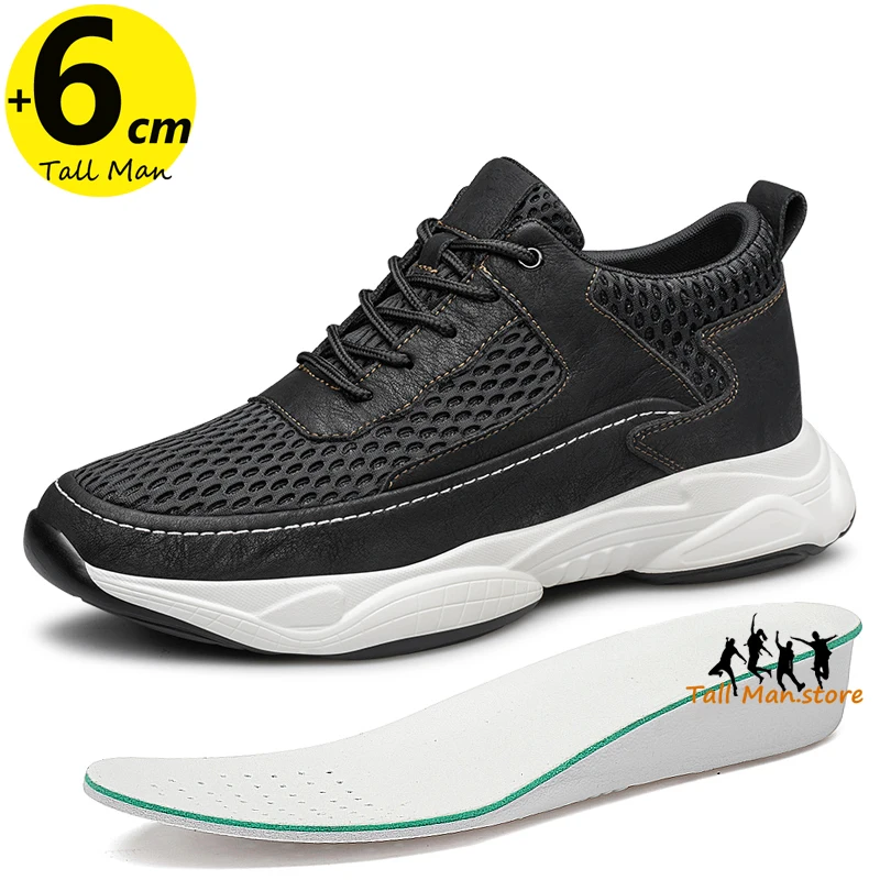 

Men Sneakers Elevator Shoes Height Increase Insoles 6CM Man Adjustable Shoe Lifts Tall Plus Size 37-44