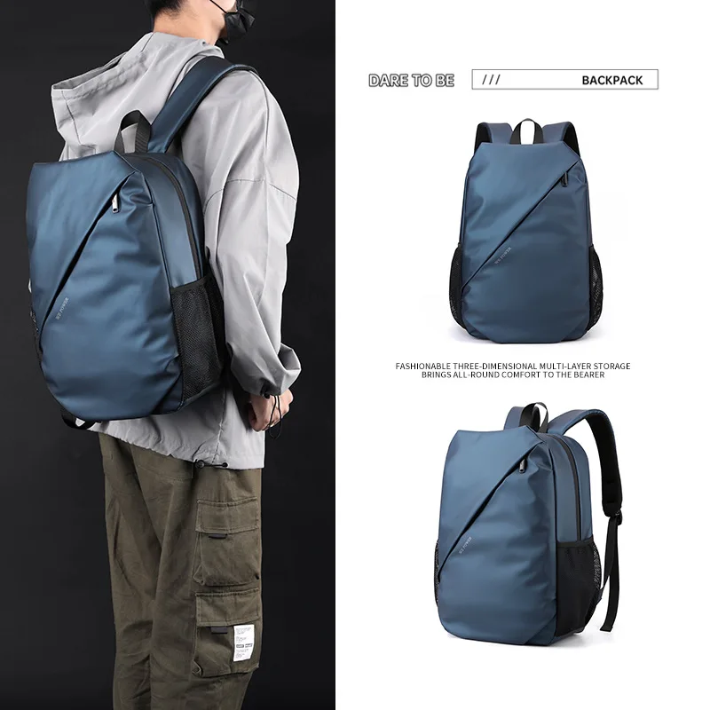 

Business Backpack Men's Casual Travel Outdoor Waterproof Wear-Resistant Student Schoolbag Multi-Functional Backpack Solid Color