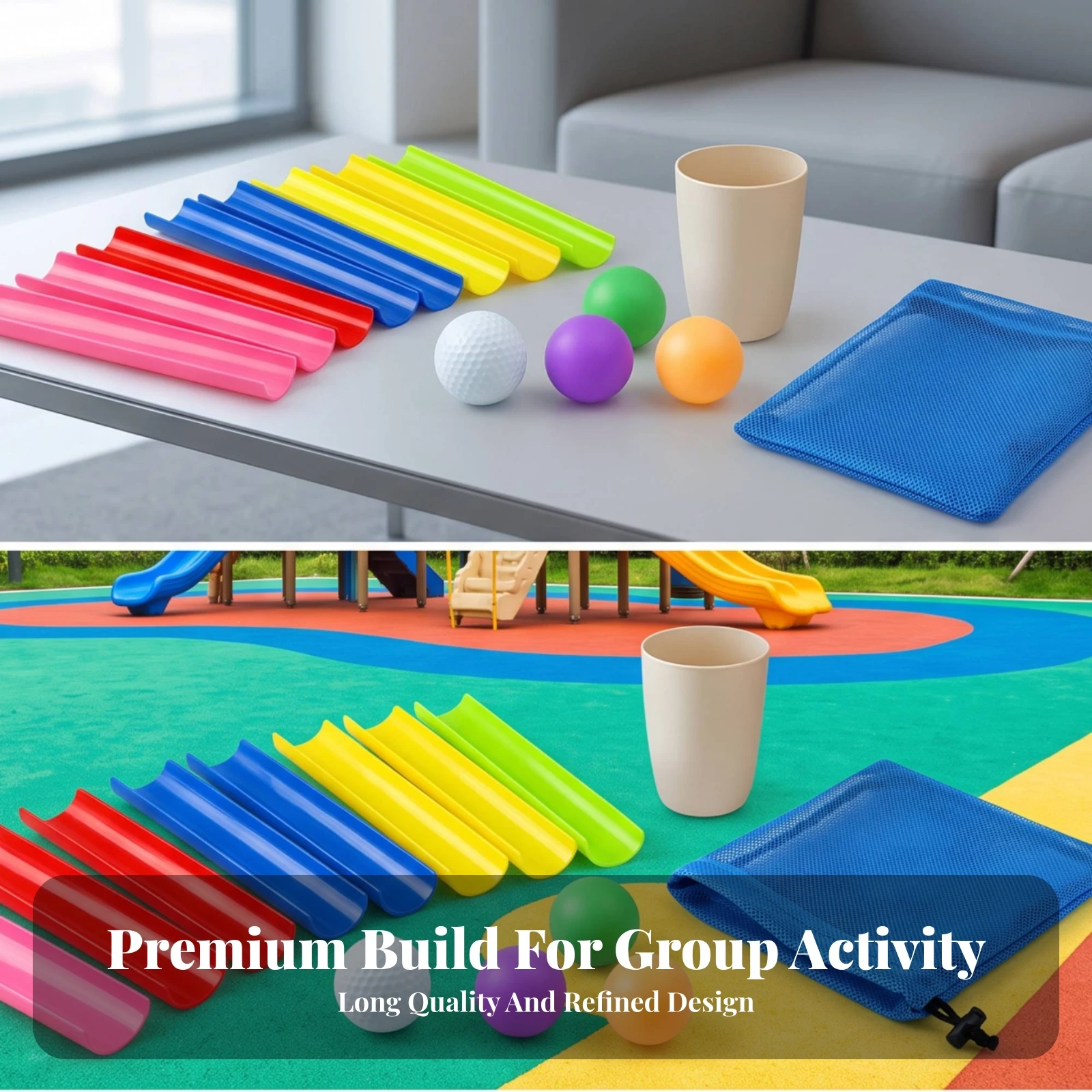 10 Pieces U-Shaped Channel Game with Balls Sensory Groove Track Game Kit Toy Portable for Children, Team-Building, Classroom