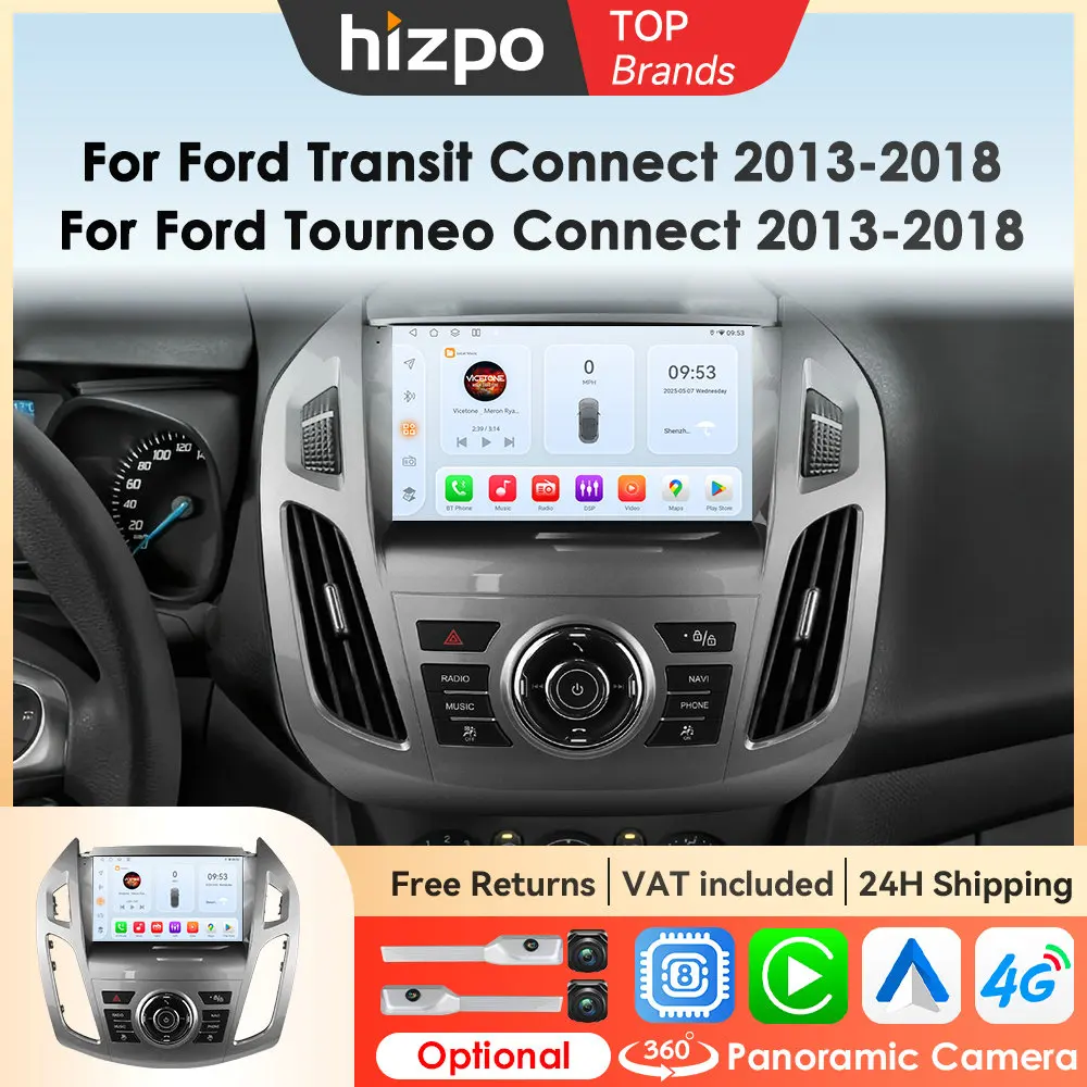 Hizpo 9-Zoll-Auto-Intelligentes System für Ford Transit Tourneo Connect 2013 - 2018 Carplay Android Auto Zentrales Multimedia-Audio-GPS