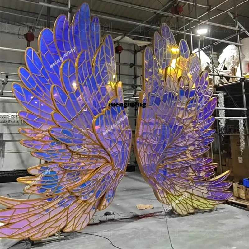 Outdoor colorful angel wings, acrylic butterfly floor ornaments, landscape lighting, landscaping, lighting