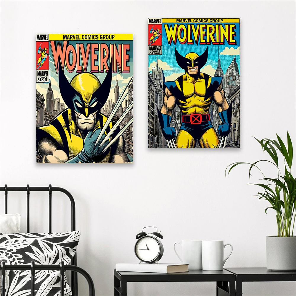 Disney Superhero Wolverine Poster Comics Art Canvas Painting Vintage Retro Art Print Home boys Room Decoration for Bedroom