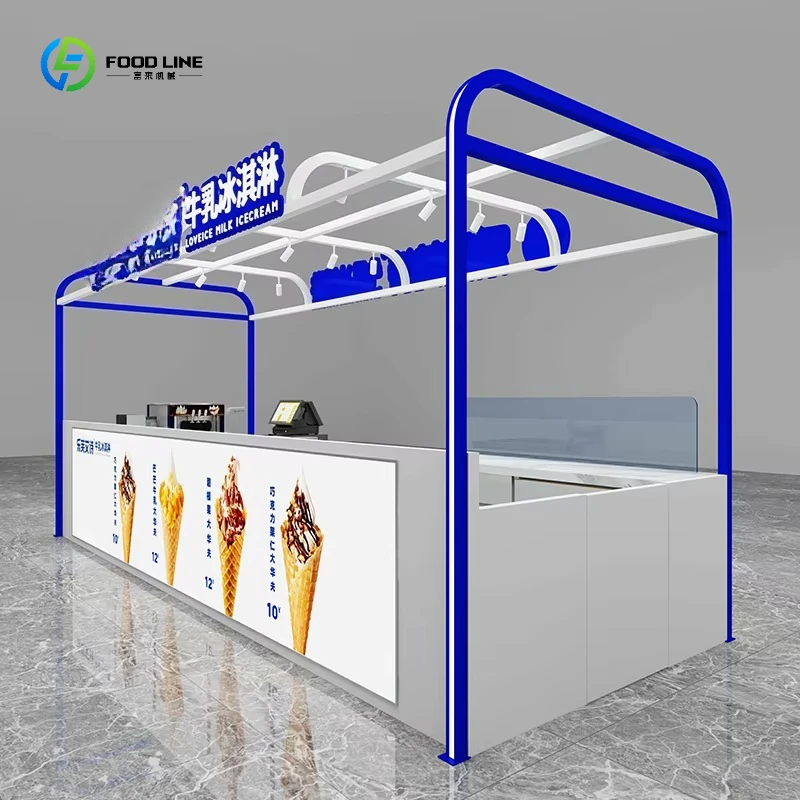 2026 New Customized Hot Cold Drinks Ice Cream Counter Double-Sided Egg Cream Bar Efficient Display for Milk Tea Shopping Malls