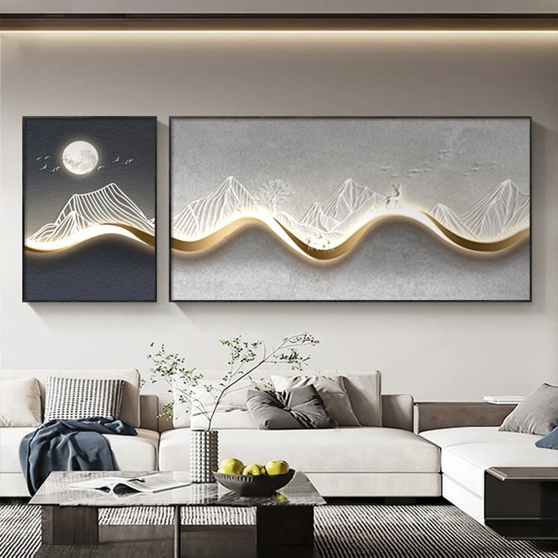 two-piece combination mural minimalist Modern living room abstract paintings high-end decoración pared Room decorating interior
