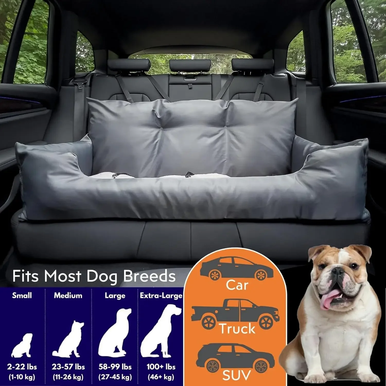 

Pet Travel Carrier Bed Dog Car Seat Non Slip Dog Booster Seat Protector Detachable Washable for Small Medium Dog