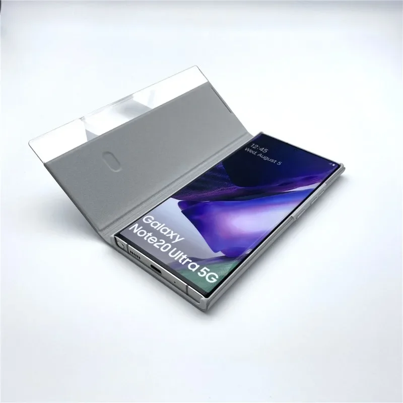 Luxuriöse Lederhüllen mit Litschi-Textur für Samsung Galaxy Note 10 Plus Note 10+ Free-Flip Answer Calls Window View Smart Flip Cover