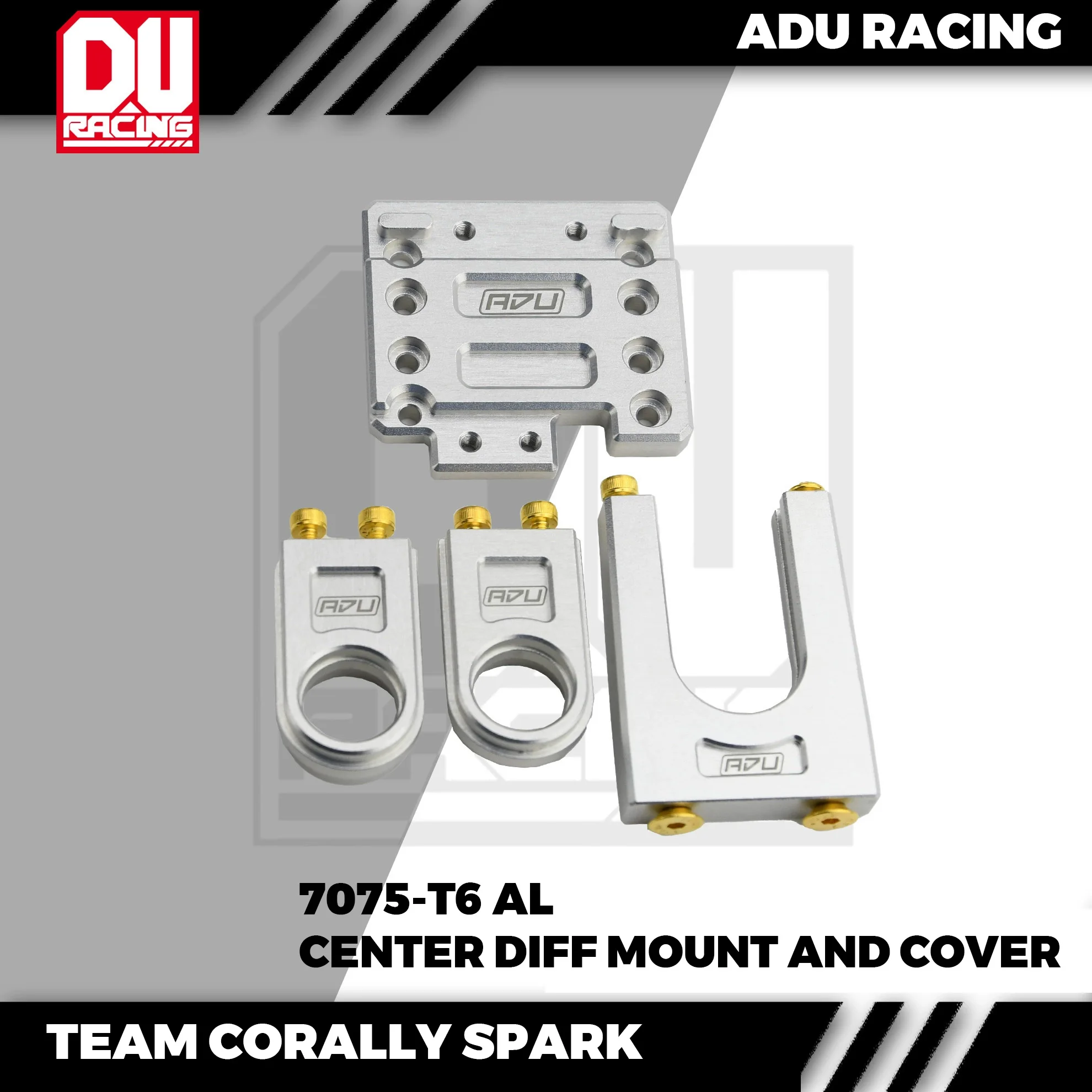 ADU Racing CENTER DIFF GEAR COVER MOUNT SET CNC 7075 T6 ALUMINUM FOR TEAM CORALLY SPARK XB6 Radix4