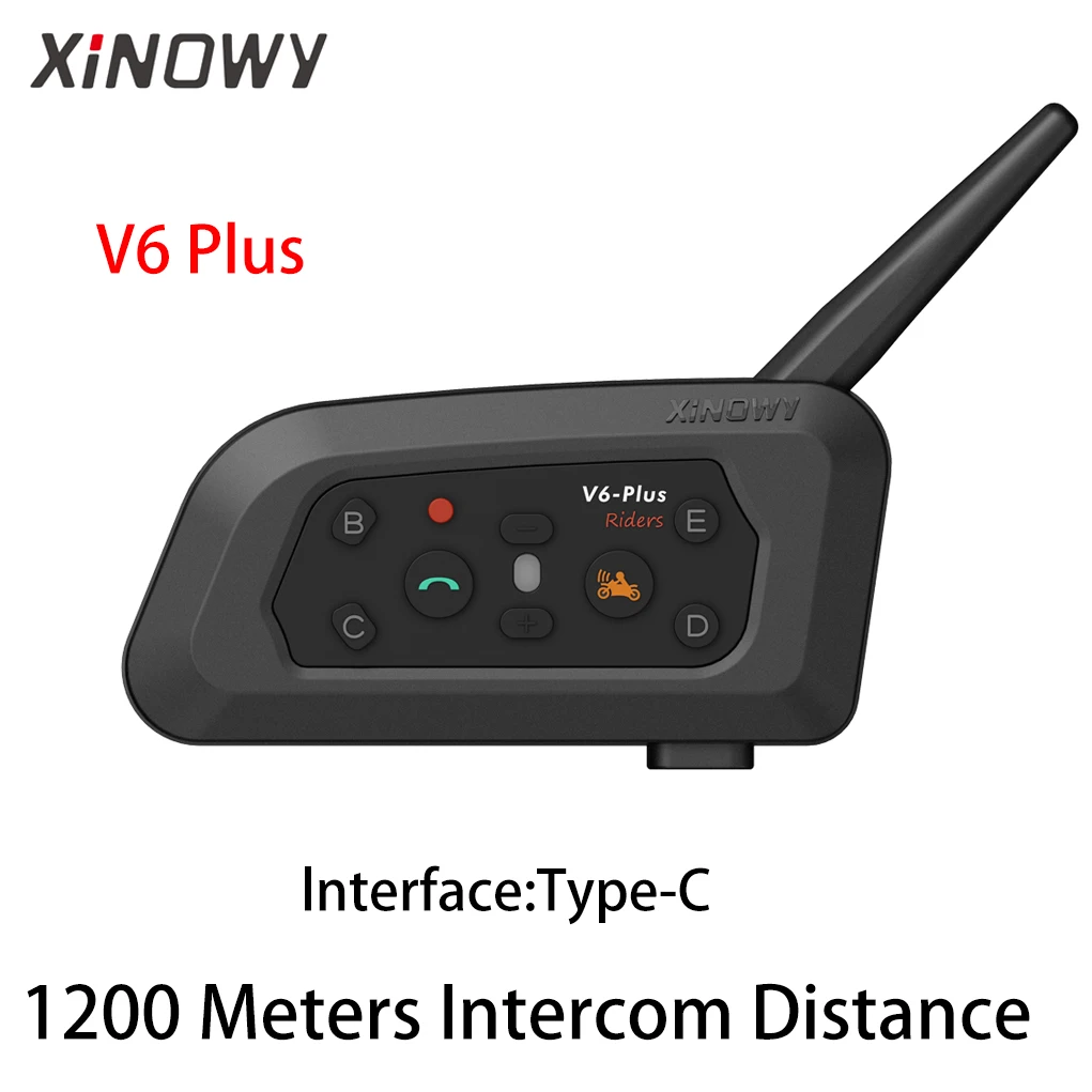 XINOWY V6 Plus Motorcycle Helmet Bluetooth Headset Intercom  2 Riders Communicator 1500M Interphone Communicator Waterproof