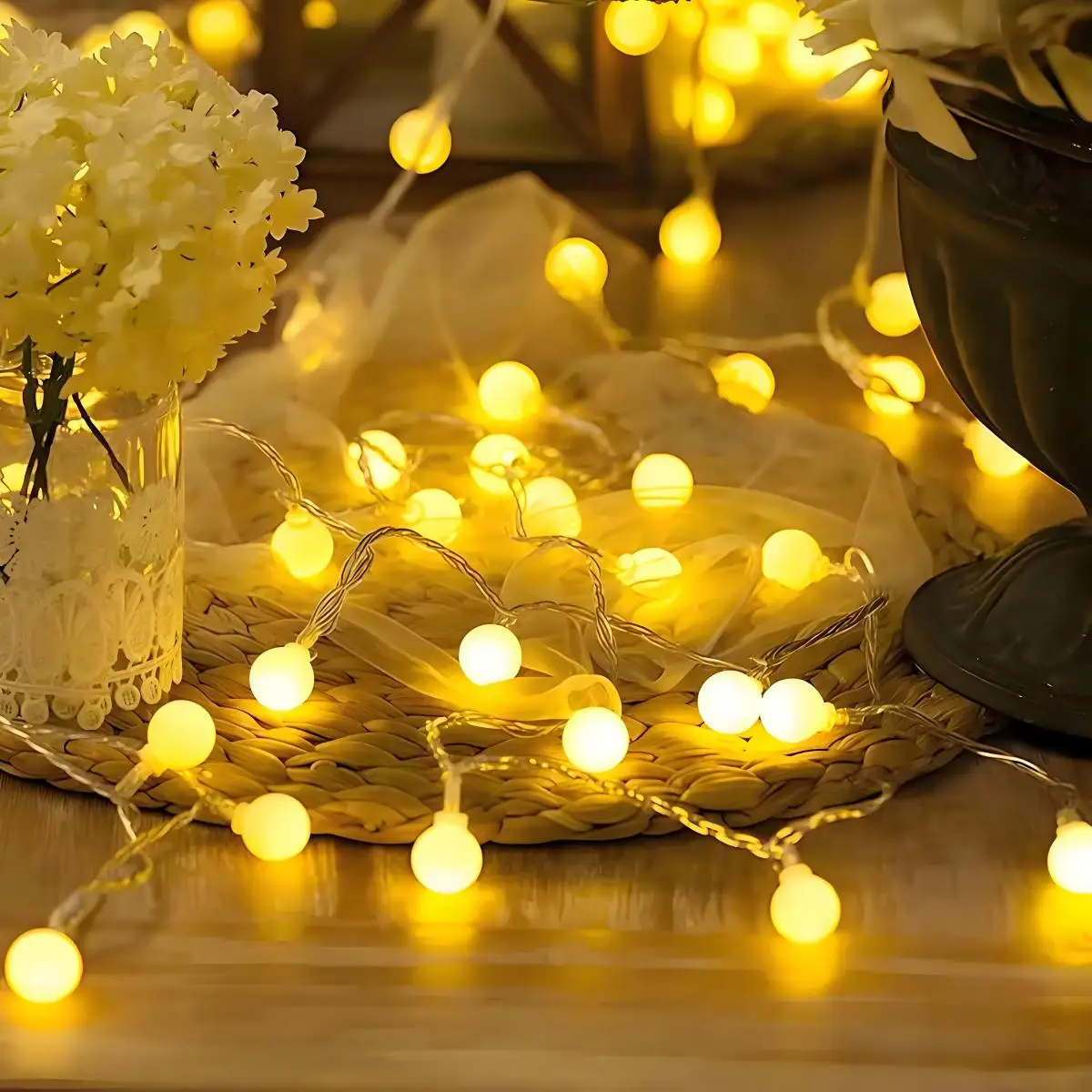 

Led Decorative Light String, USB and Waterproof Battery Box Power Supply, 8 Mode, Warm Color Mini Spherical Light, Suitable for Indoor and Outdoor Bedroom Party Wedding Garden Christmas Tree Decorations, Party Decorati