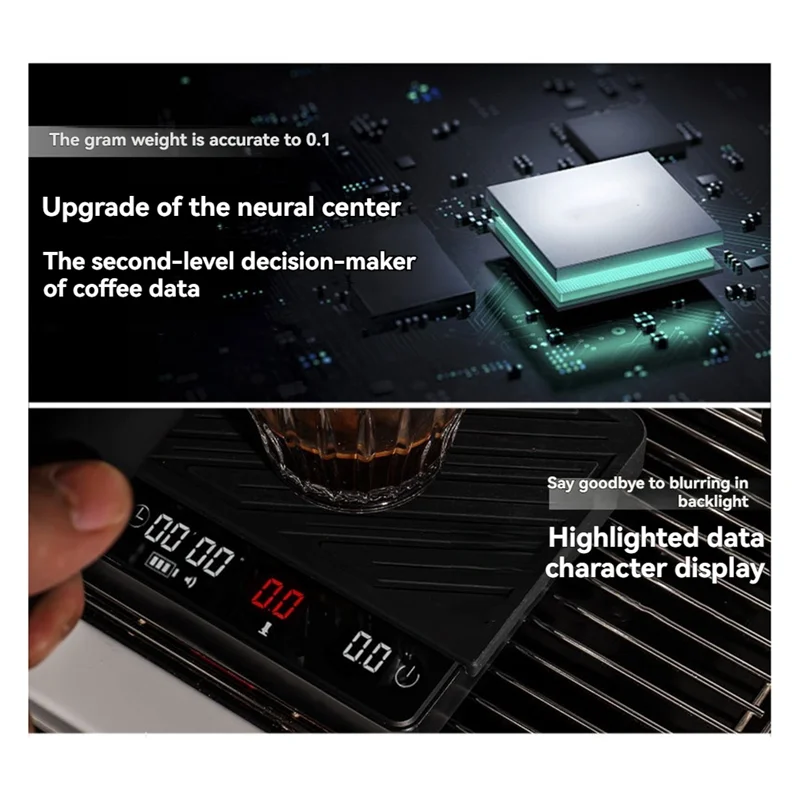 TAIGH-Electronic Hand-Brewed Coffee Scale/Smart Powder-Water Ratio Flow Rate Monitoring Scale/Coffee Measurement Tool