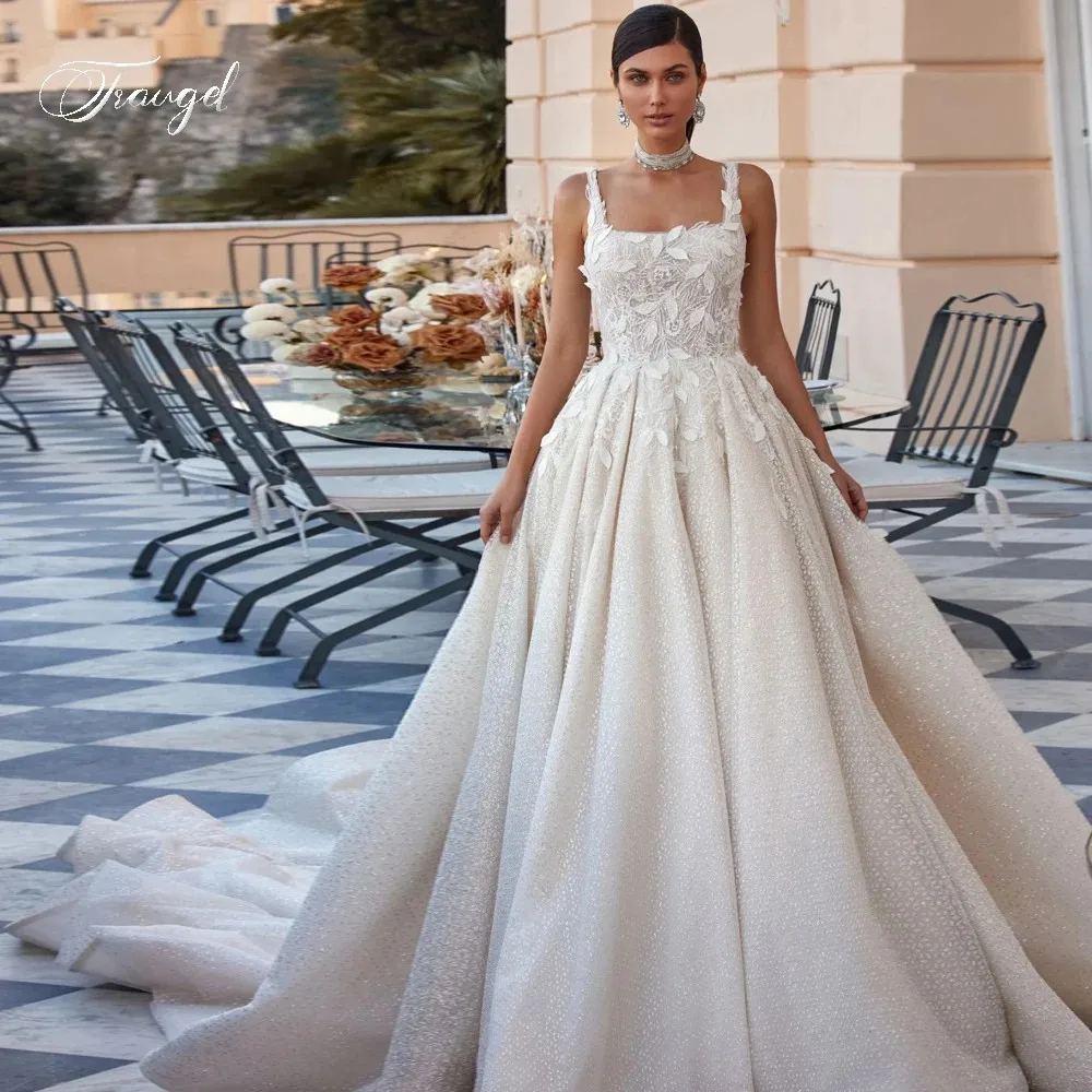 

Graceful Wedding Dress Organza With Embroidery Square Collar Ball Gown Sleeveless Backless Customized Bride Vestido De Novia
