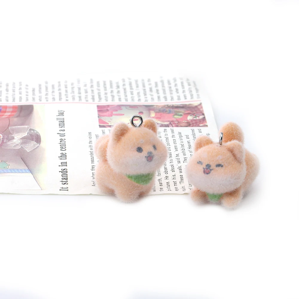 30pcs 3D Flocking Resin Dog Charms Cute Cartoon Puppy Pendants for Necklace Earrings DIY Making Jewelry Accessories Wholesale