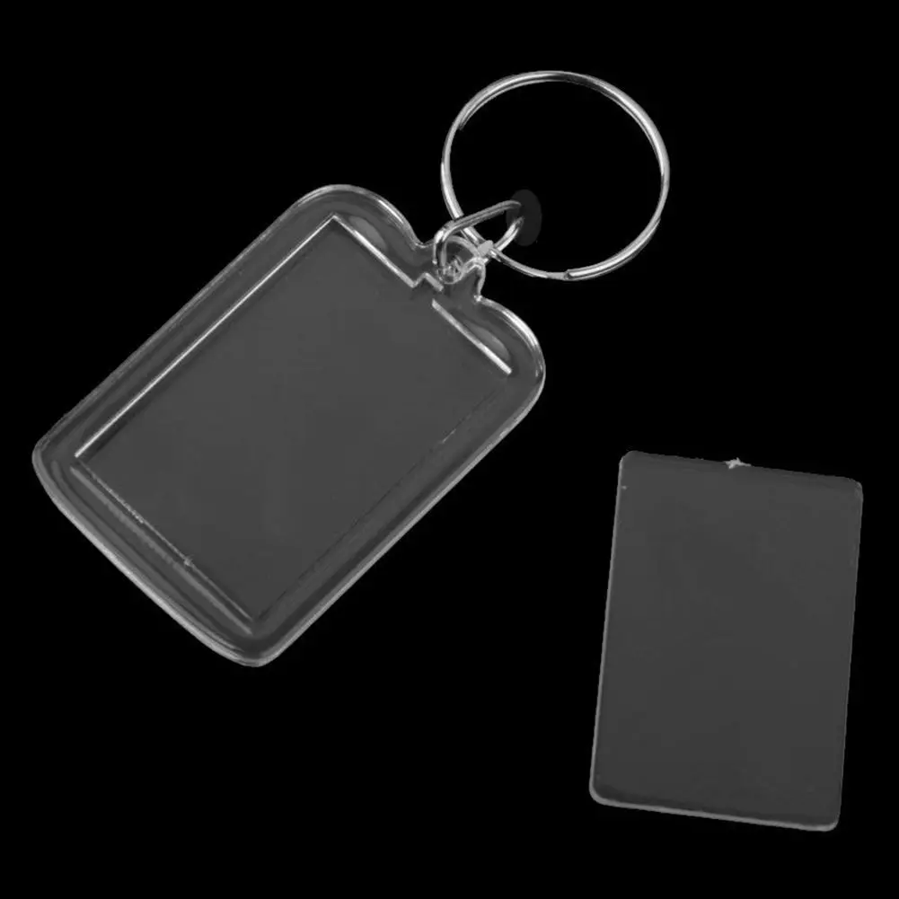 Practical-Lot Of 10Pcs Keyring DIY Detachable White Rectangle Photo Frame Keyring 3.3X5cm