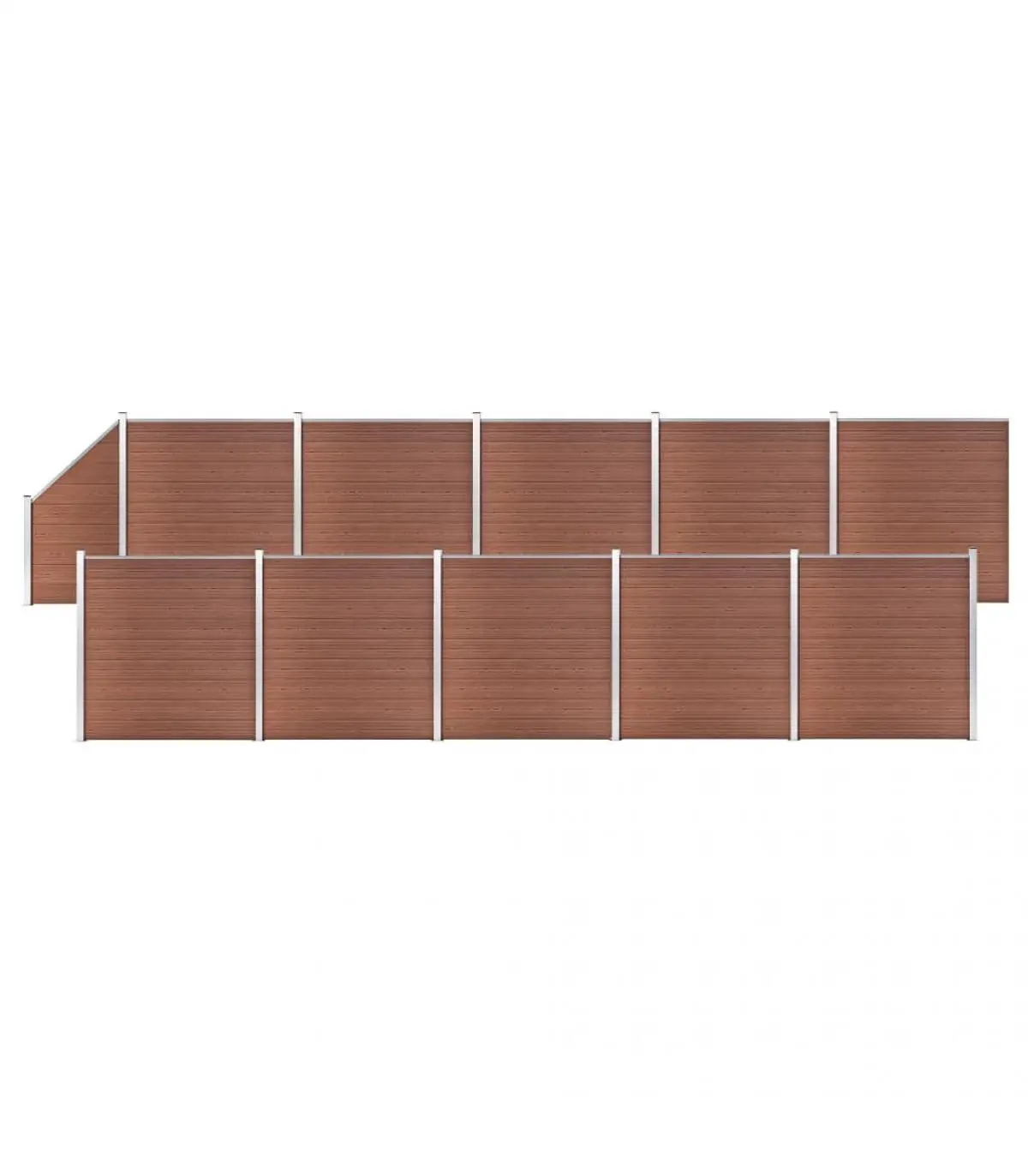 Fence panels fence Set 10 square + 1 oblique WPC Brown 1830x186 cm