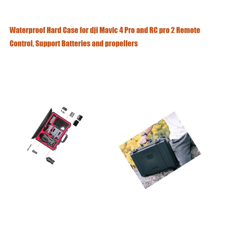 

Waterproof Hard Case for dji Mavic 4 Pro and RC pro 2 Remote Control, Support Batteries and propellers