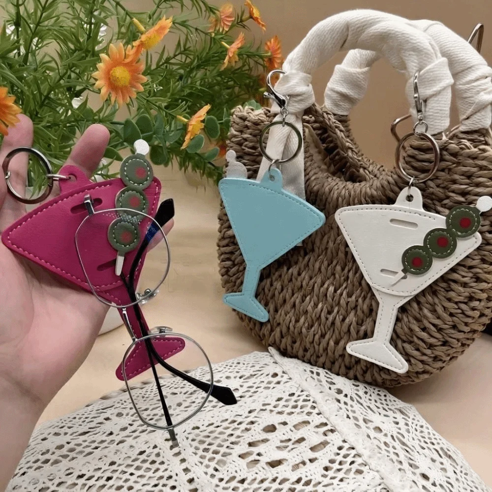 Cute Hanger Pentagram Star Keychain DIY Multi Functional Pu Leather Pendant Creative Korean Glasses Storage Clip Women