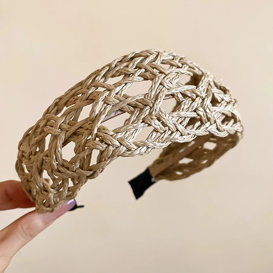 

Fashionable linen hand-woven wide hairband