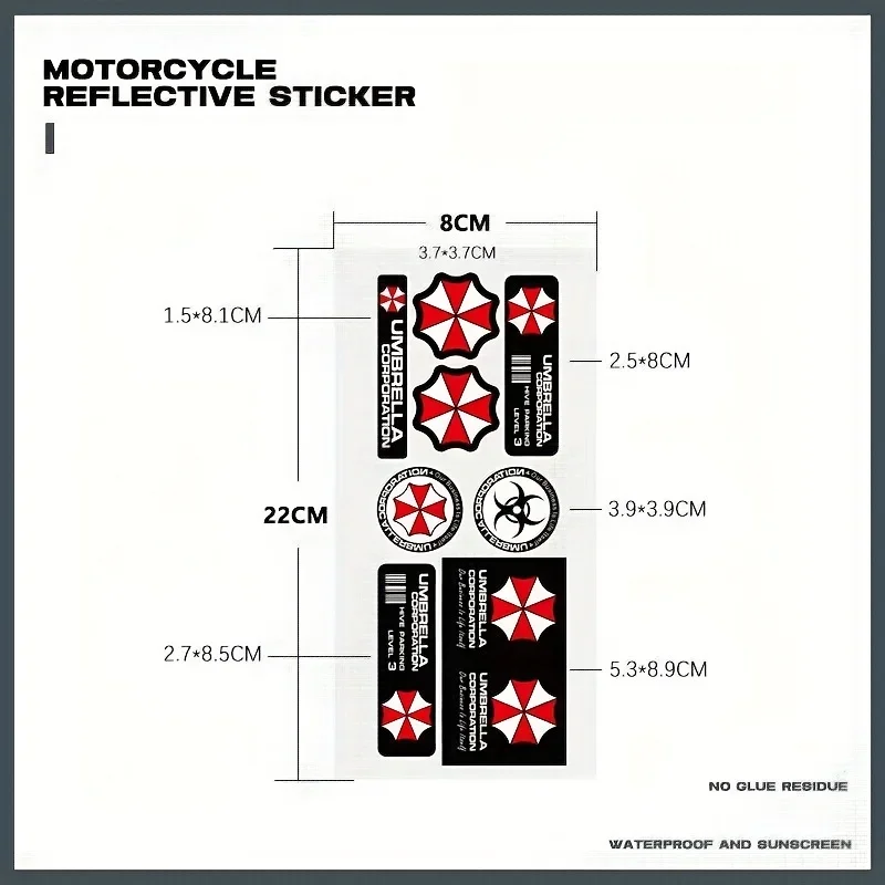 1 ชุดสติกเกอร์ธีมวัฒนธรรมภาพยนตร์ ลาย Umbrella Corp ของตกแต่งรถยนต์สุดโดดเด่น เพิ่มความโดดเด่นให้กับรถยนต์ของคุณ