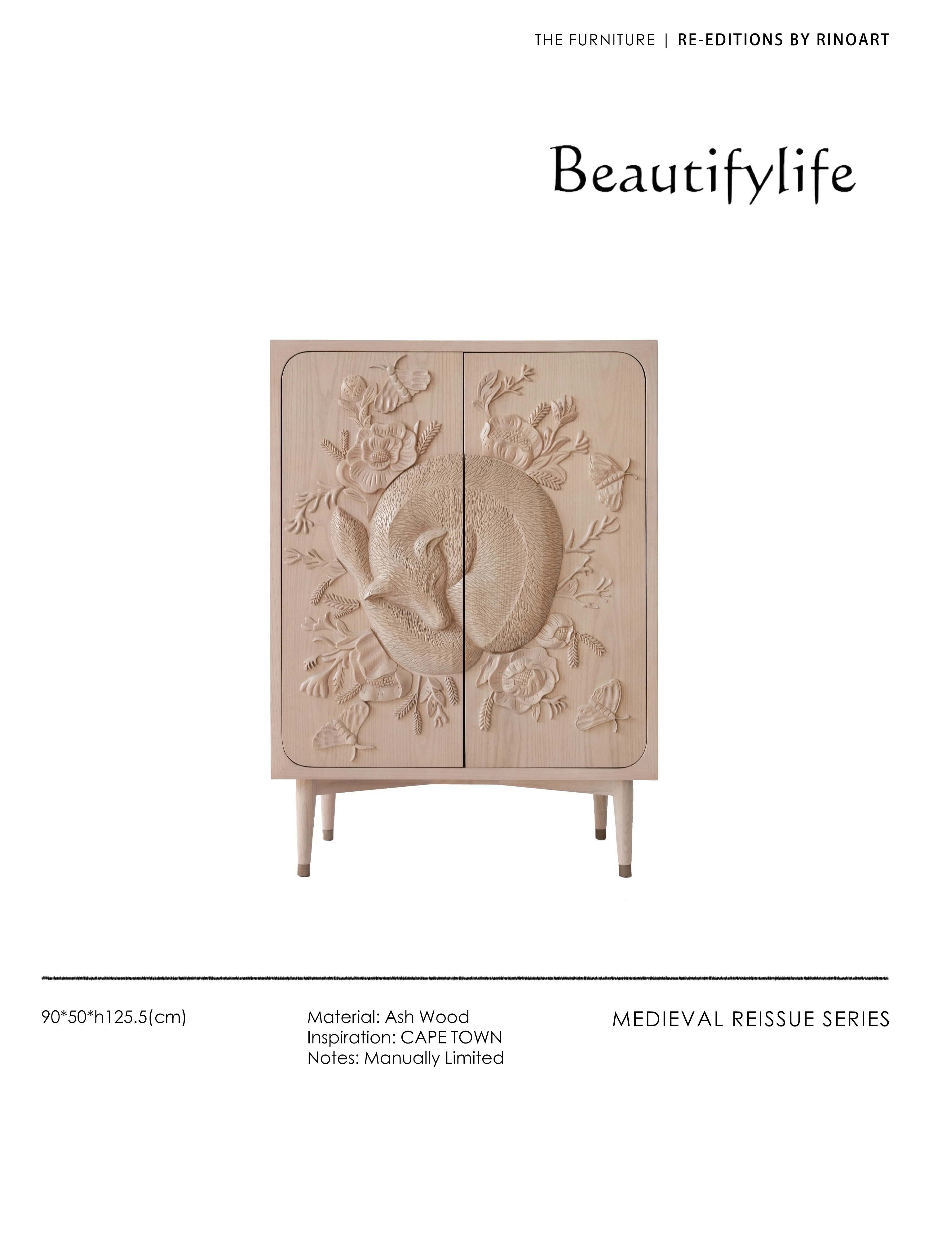 

South Africa imported medieval hand-carved ash wood fox entrance cabinet bedside table light luxury high sense