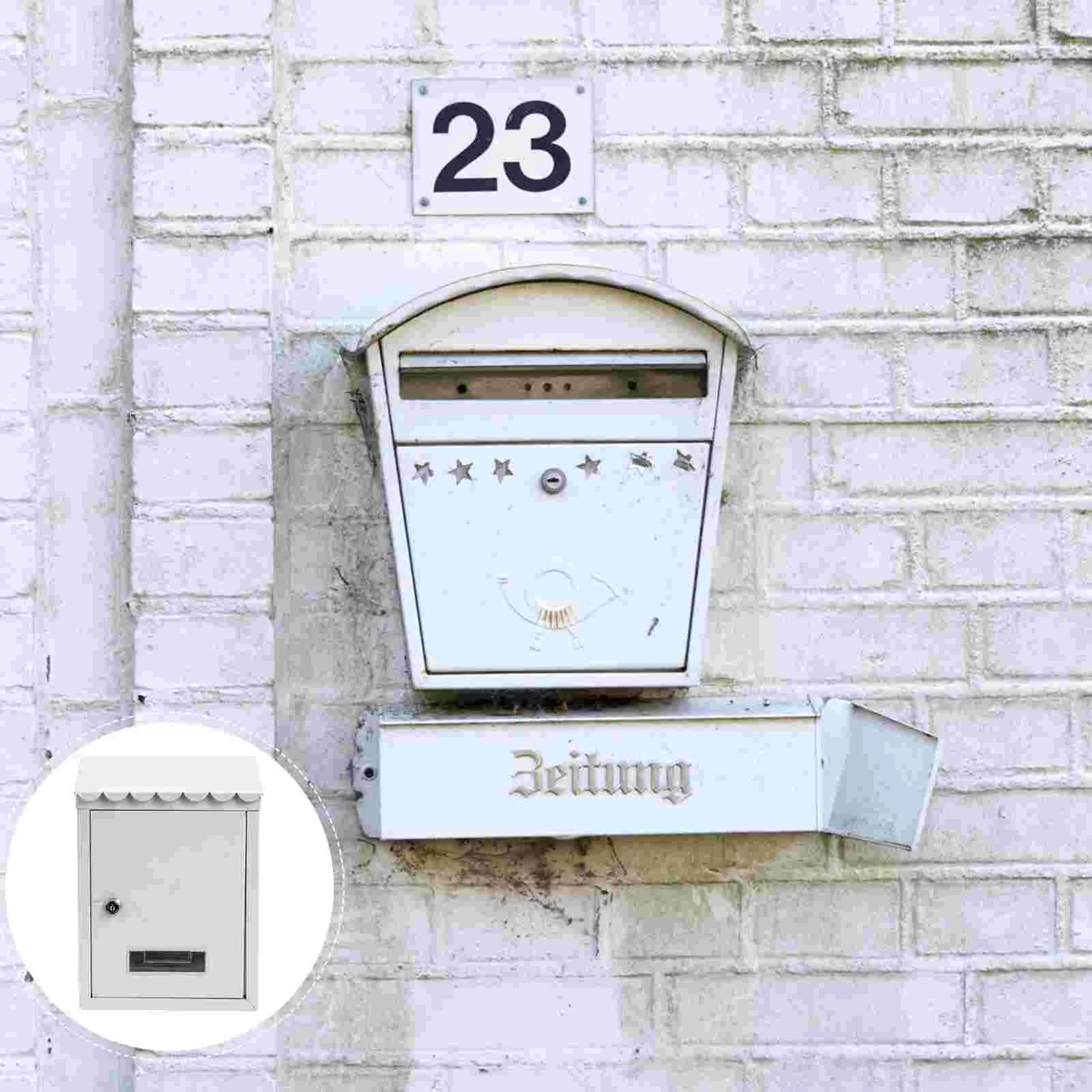 Locking Letter Box Doorway Vintage Mailbox Locking Rain-proof Newspaper Box Wall Mount Mailbox Locking Letter Box