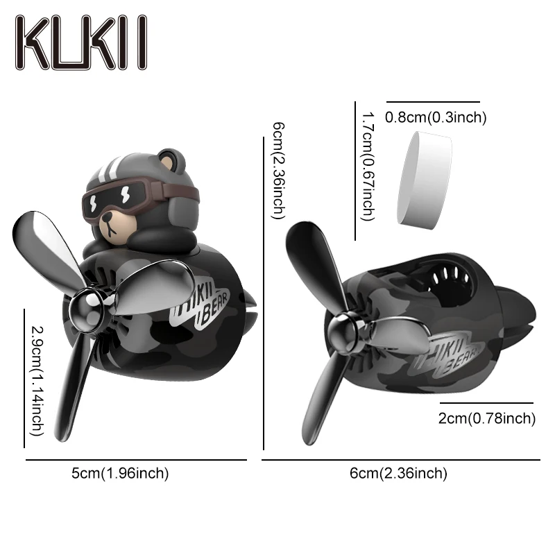 Pilot bear car ornaments vent clip decorations accessories interior rotating plane air fresheners perfume diffuser dashboard men