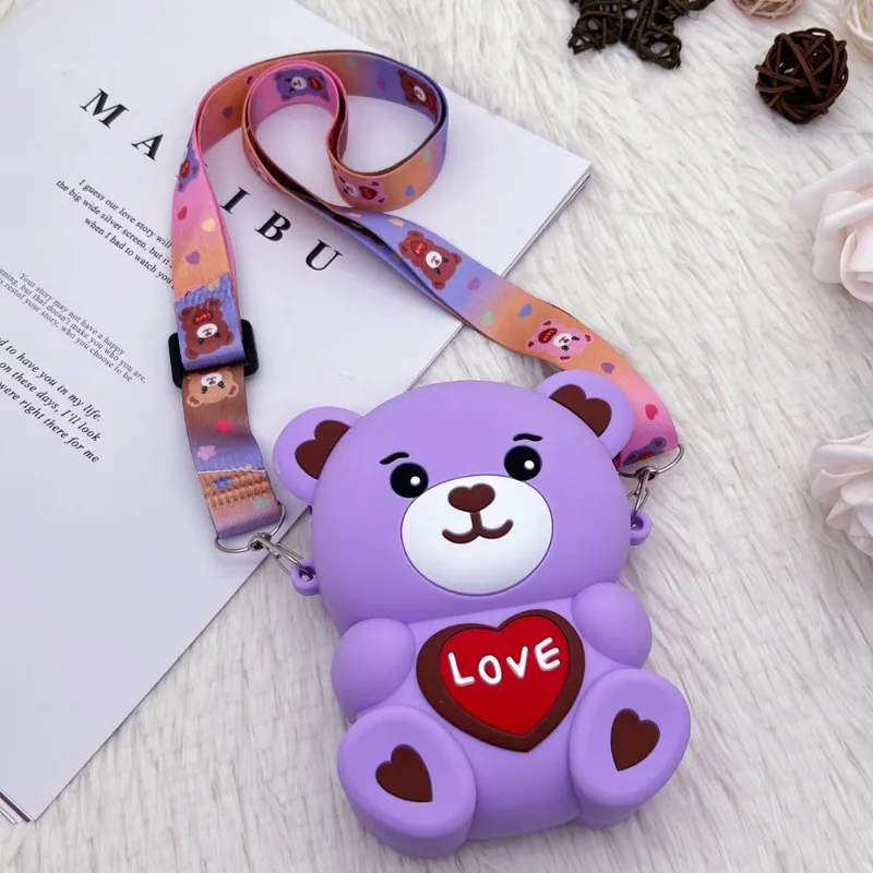 Kid Girl New Silicone Bags Cute Bear Decompression Bag Cartoon Creative Shoulder Bags Pressing Bubble Crossbody Bag Mochila Niña