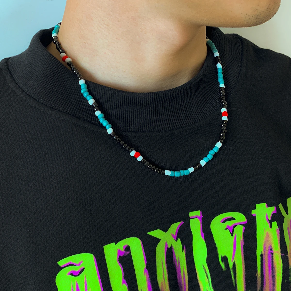 Boho Seed Beads Chain Short Choker Necklace for Men Trendy Colorful Small Beaded Chain Necklace on the Neck 2022 Fashion Jewelry