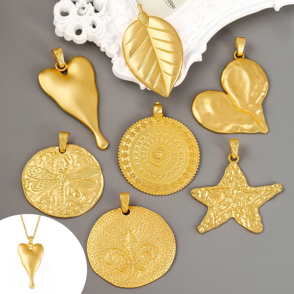 

Большой кулон из матового золота, сохраняющий цвет, аксессуары из материала «сделай сам», модные аксессуары для одежды из матового золота