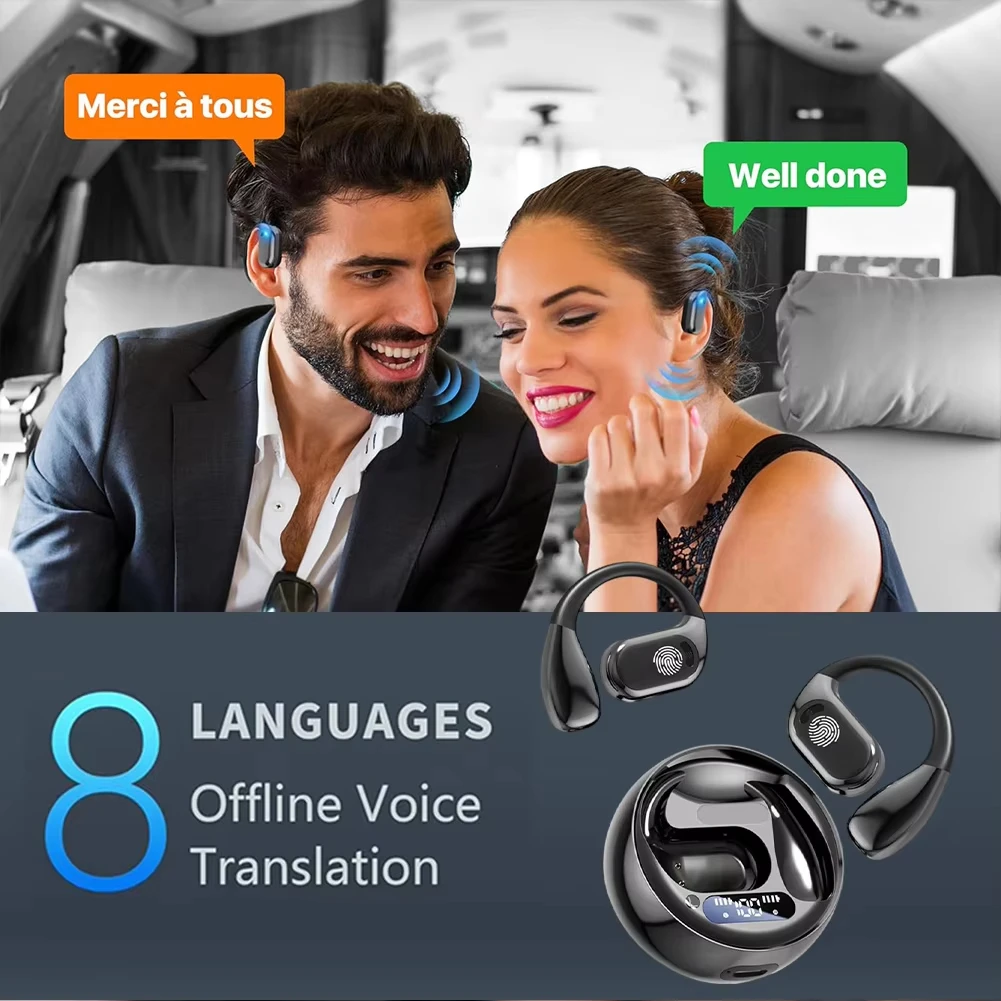 سماعات أذن للترجمة بالذكاء الاصطناعي، عمر بطارية طويل، سماعات ترجمة في الوقت الحقيقي، إلغاء الضوضاء لتعلم الأعمال أثناء السفر