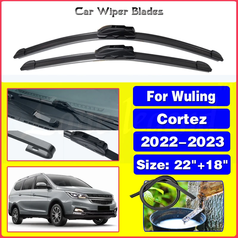 

Car Wiper For Wuling Cortez 2022 2023 CE EX 1.5T Lux+ Front Wiper Blades Soft Rubber Windscreen Wipers Auto Windshield 22"+18"