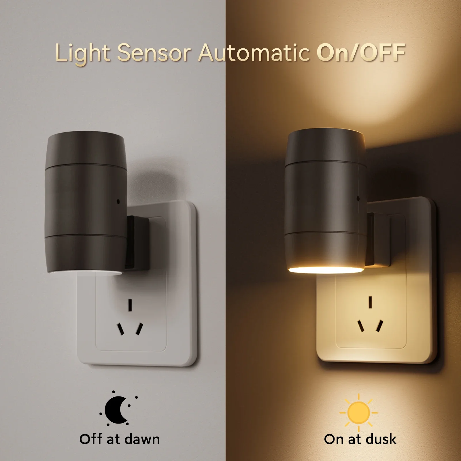 2PCS Automatic Sensor Switch Night Light Warm White LED Energy-Saving Lamp for Bedroom Home Decorative Kids Holiday Gifts