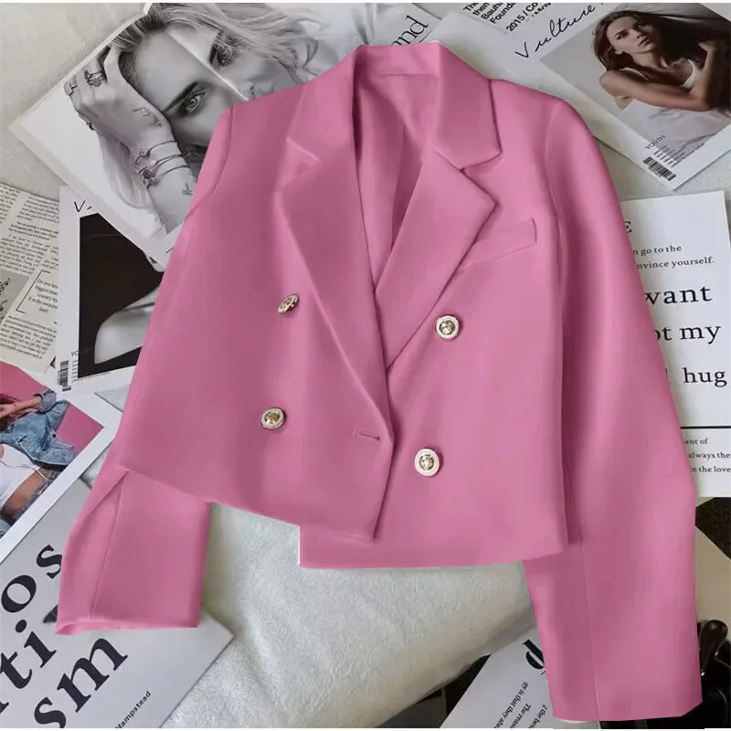 2023 Spring Fashion Women's Blazer Korean Style Office Cropped Blazers Women All-Match Street Long Sleeve Suit Jacket